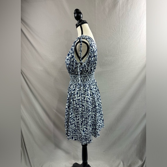 Blue Low Back Tribal Print Tie Shoulder Dress - Picture 8 of 8